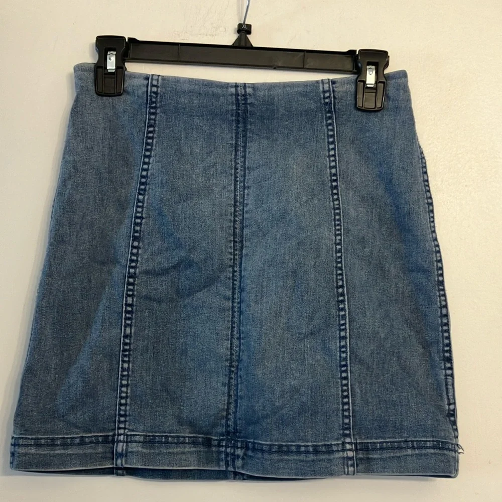 Free people denim stretch mini skirt